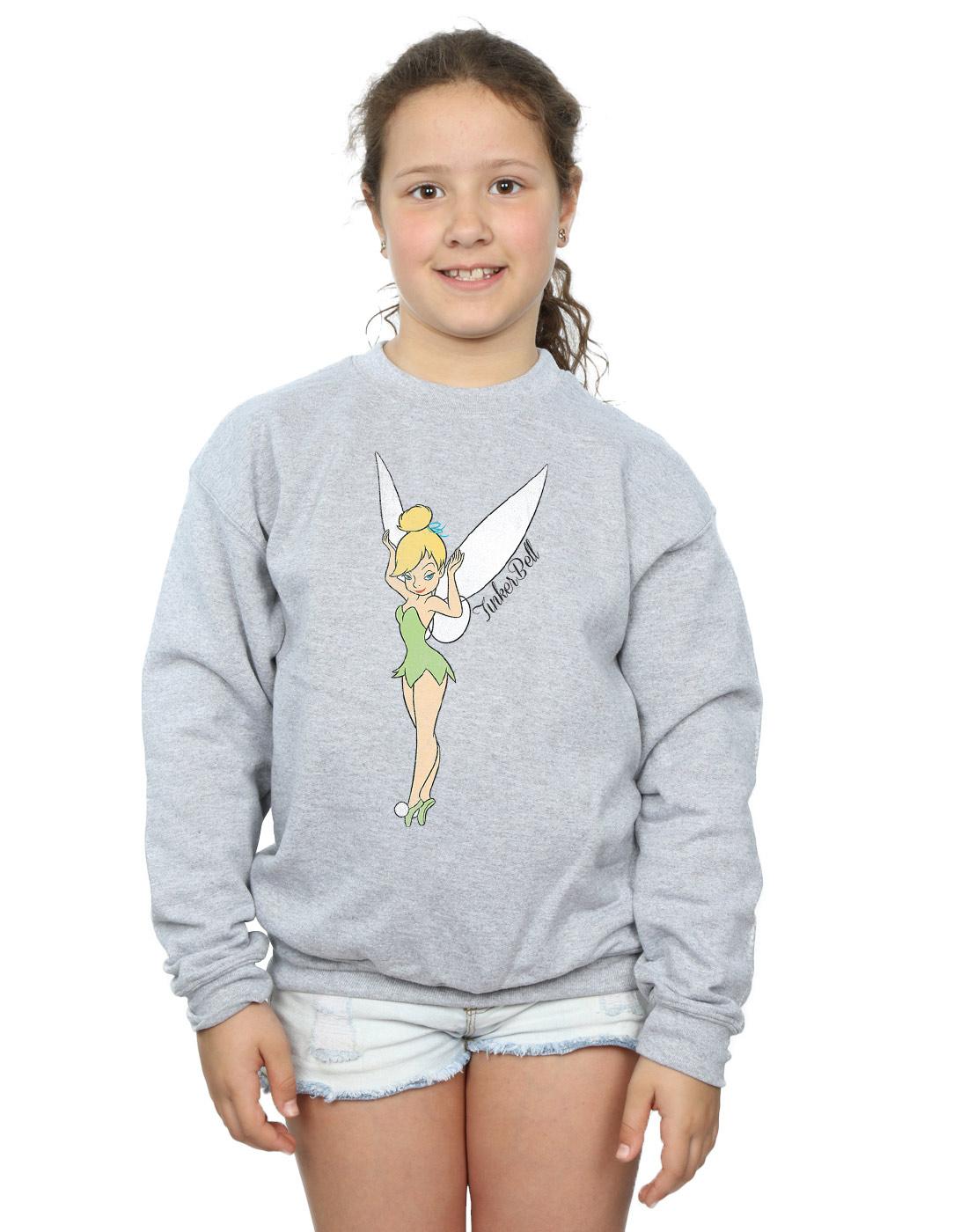Sports Grey - Back - Peter Pan Girls Classic Tinkerbell Sweatshirt