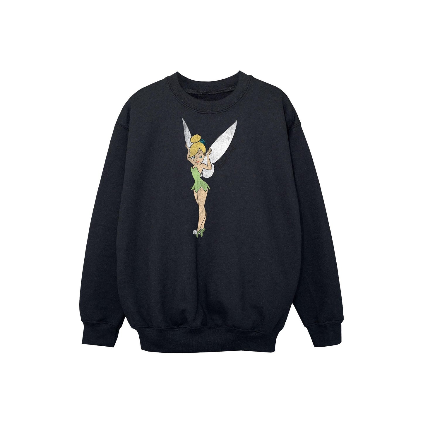 Black - Front - Peter Pan Girls Classic Tinkerbell Sweatshirt