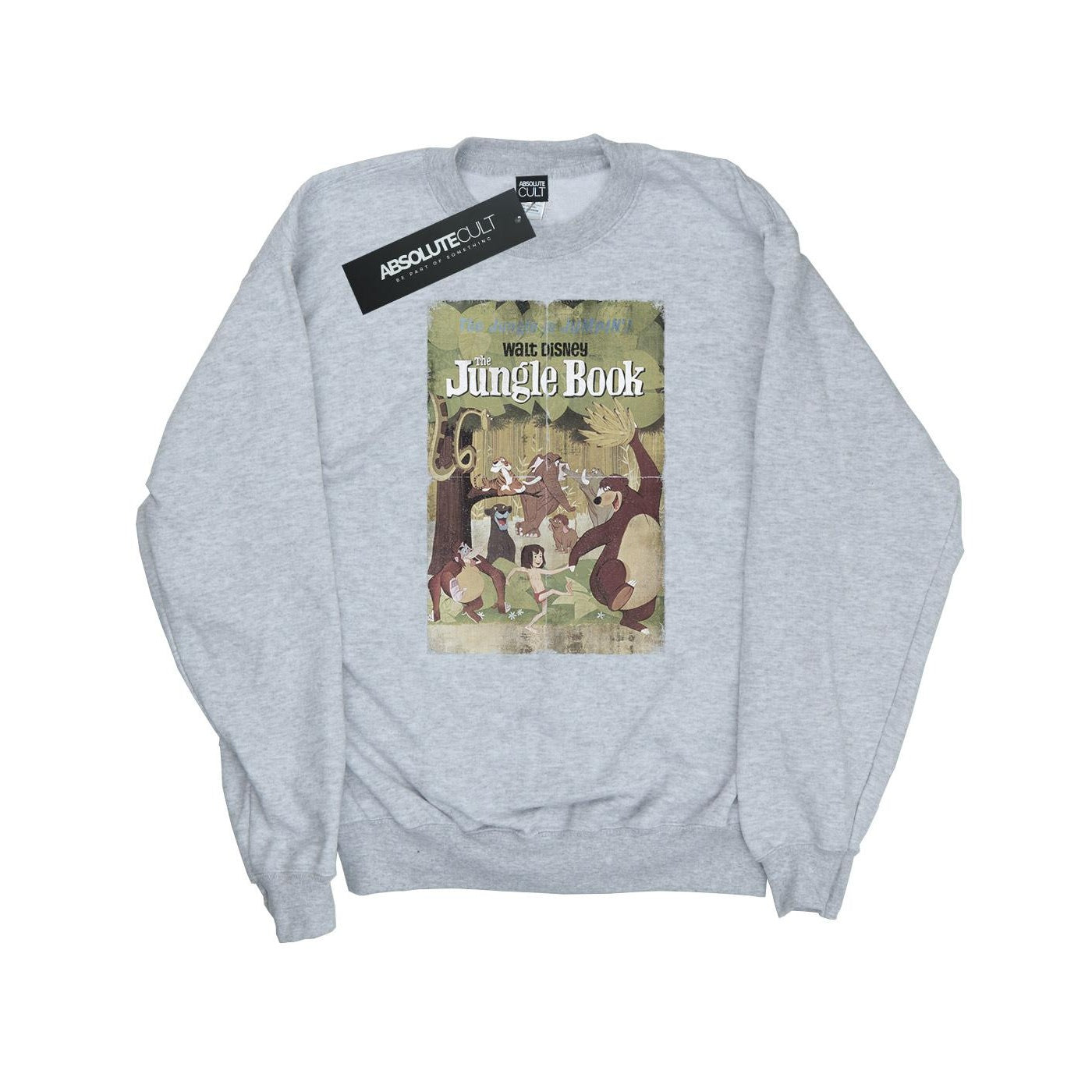 Heather Grey - Front - Jungle Book Womens-Ladies Retro Poster Sweatshirt