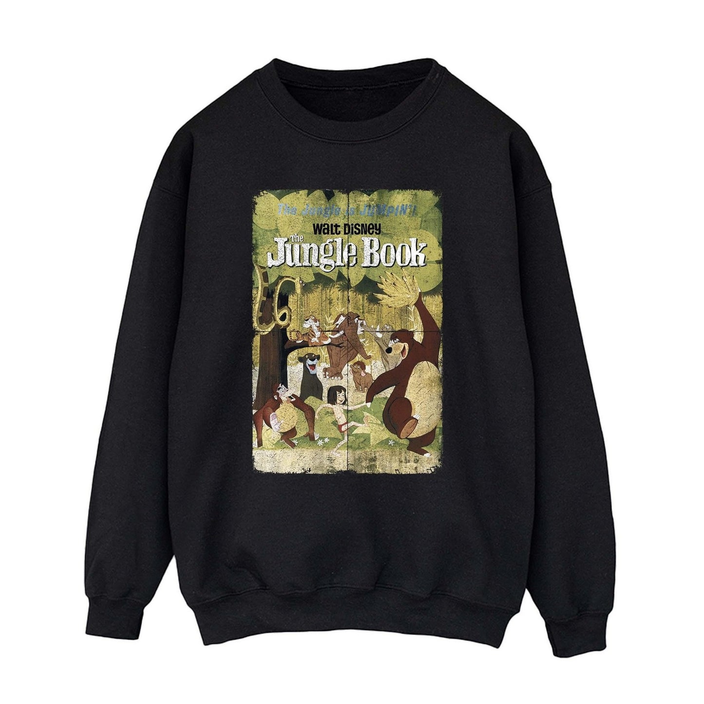 Black - Front - Jungle Book Womens-Ladies Retro Poster Sweatshirt