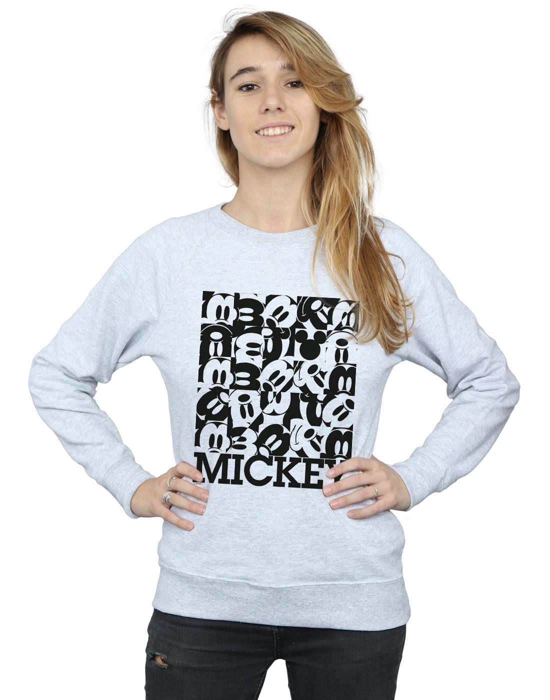 Heather Grey - Back - Disney Womens-Ladies Mickey Mouse Grid Sweatshirt