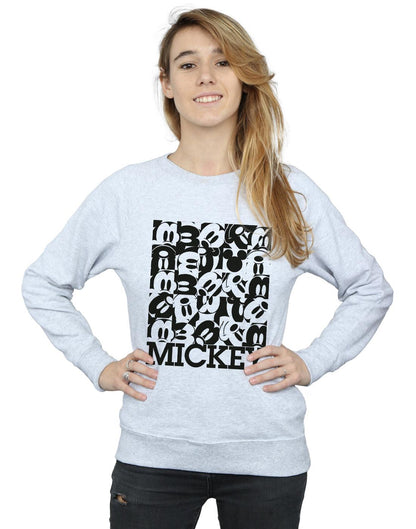 Heather Grey - Back - Disney Womens-Ladies Mickey Mouse Grid Sweatshirt