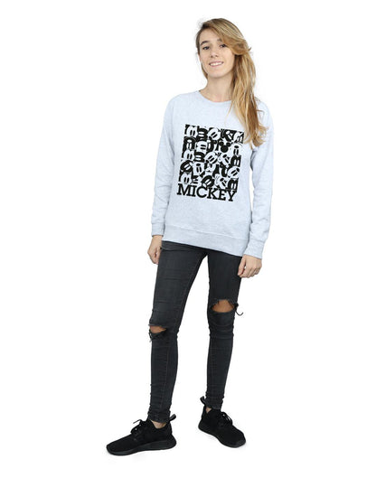 Heather Grey - Lifestyle - Disney Womens-Ladies Mickey Mouse Grid Sweatshirt