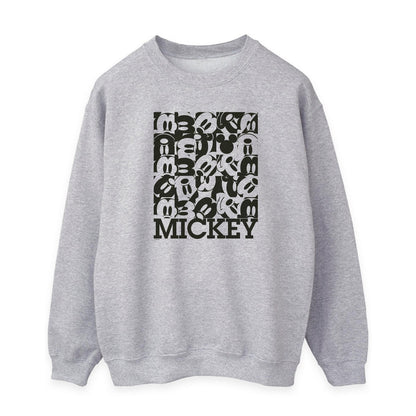 Heather Grey - Front - Disney Womens-Ladies Mickey Mouse Grid Sweatshirt