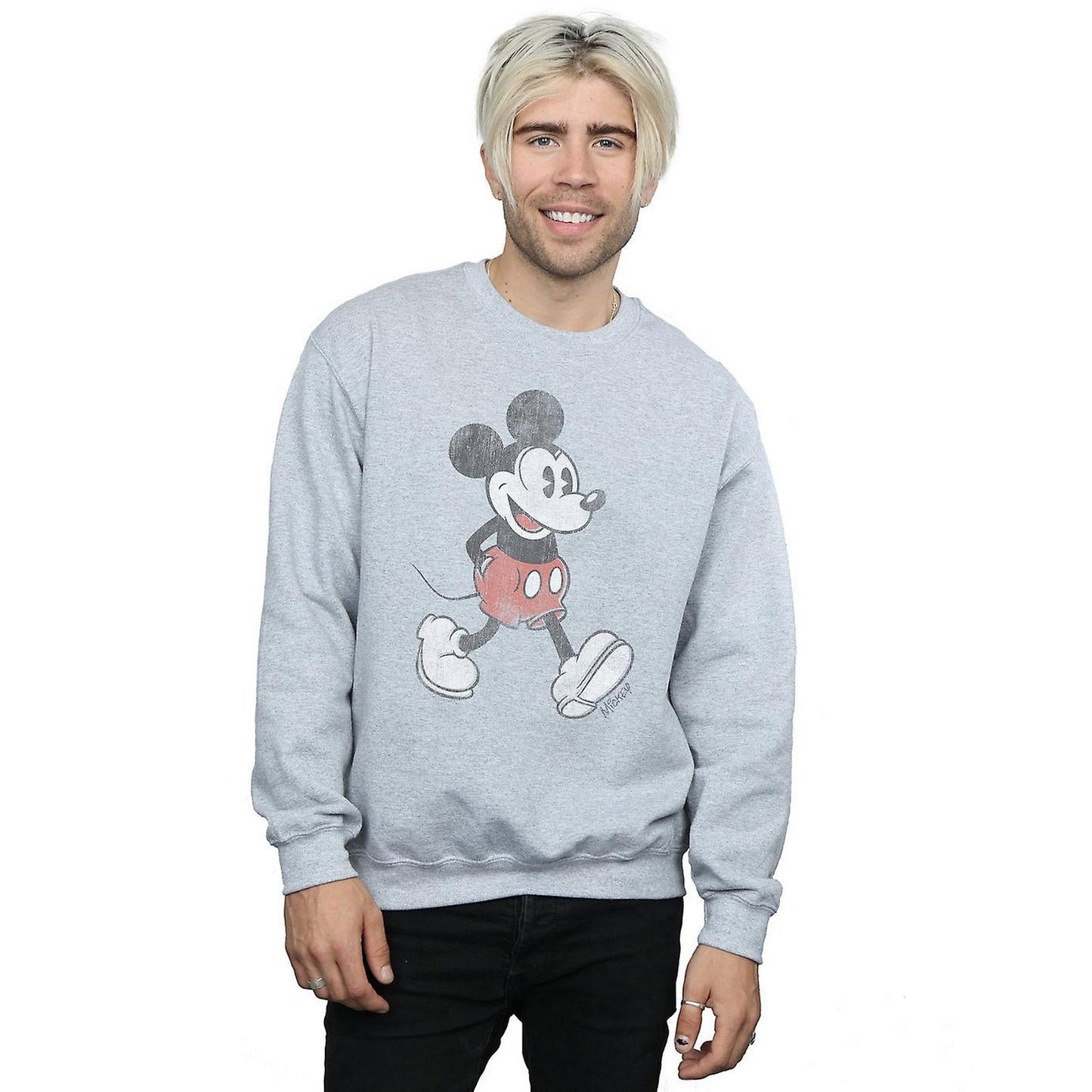 Sports Grey - Back - Disney Mens Walking Mickey Mouse Sweatshirt