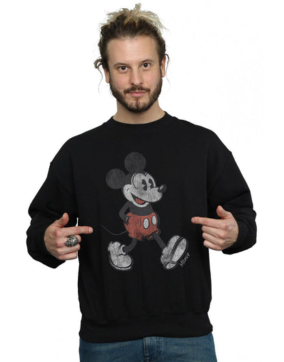 Black - Front - Disney Mens Walking Mickey Mouse Sweatshirt
