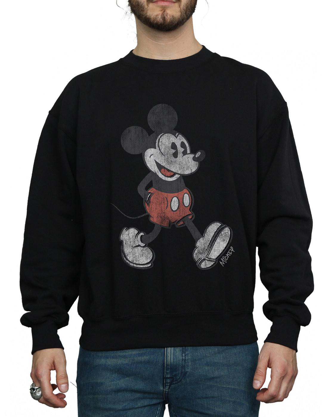 Black - Back - Disney Mens Walking Mickey Mouse Sweatshirt