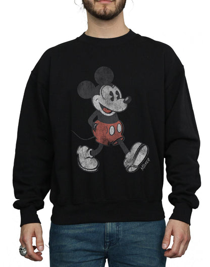 Black - Back - Disney Mens Walking Mickey Mouse Sweatshirt