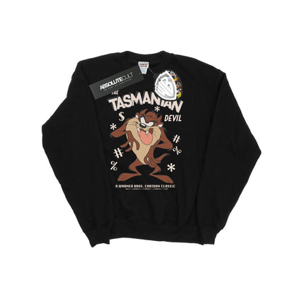 Black - Front - Looney Tunes Womens-Ladies Tasmanian Devil Vintage Heather Sweatshirt