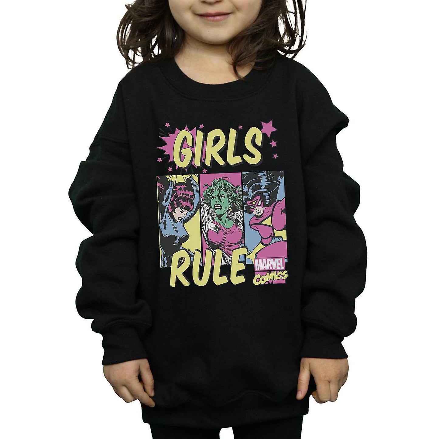 Black - Back - Marvel Comics Girls Rule Sweatshirt