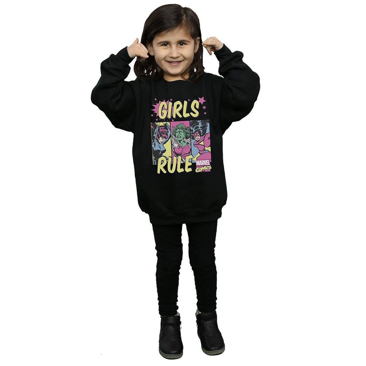 Black - Side - Marvel Comics Girls Rule Sweatshirt