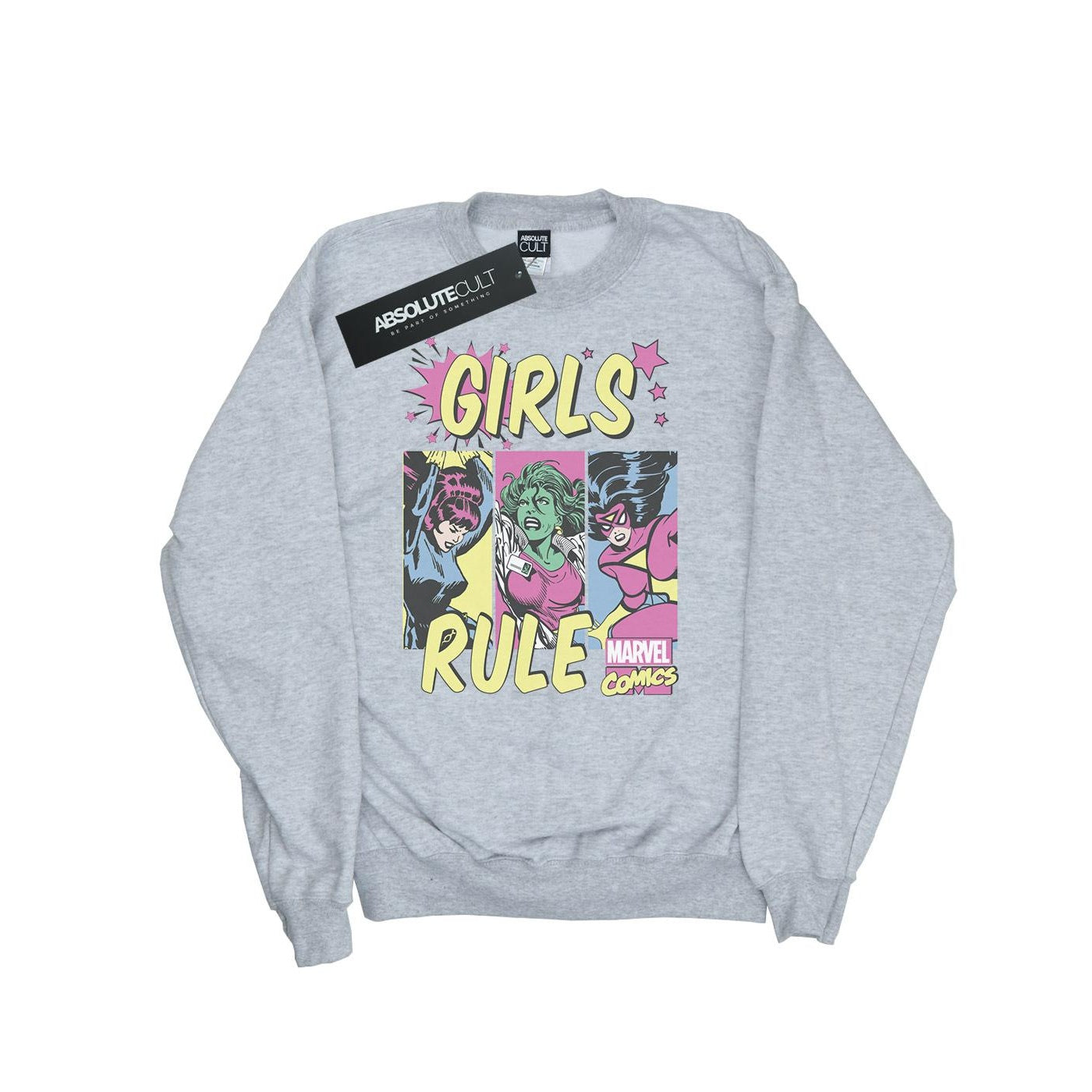 Sports Grey - Front - Marvel Comics Girls Rule Sweatshirt