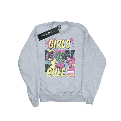 Sports Grey - Front - Marvel Comics Girls Rule Sweatshirt