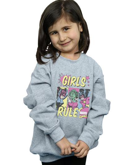 Sports Grey - Back - Marvel Comics Girls Rule Sweatshirt