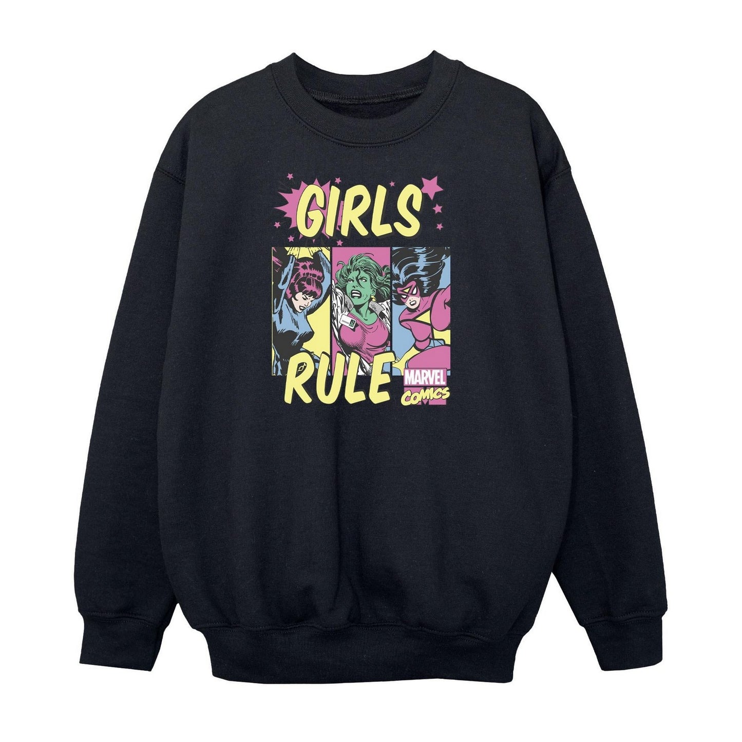 Black - Front - Marvel Comics Girls Rule Sweatshirt