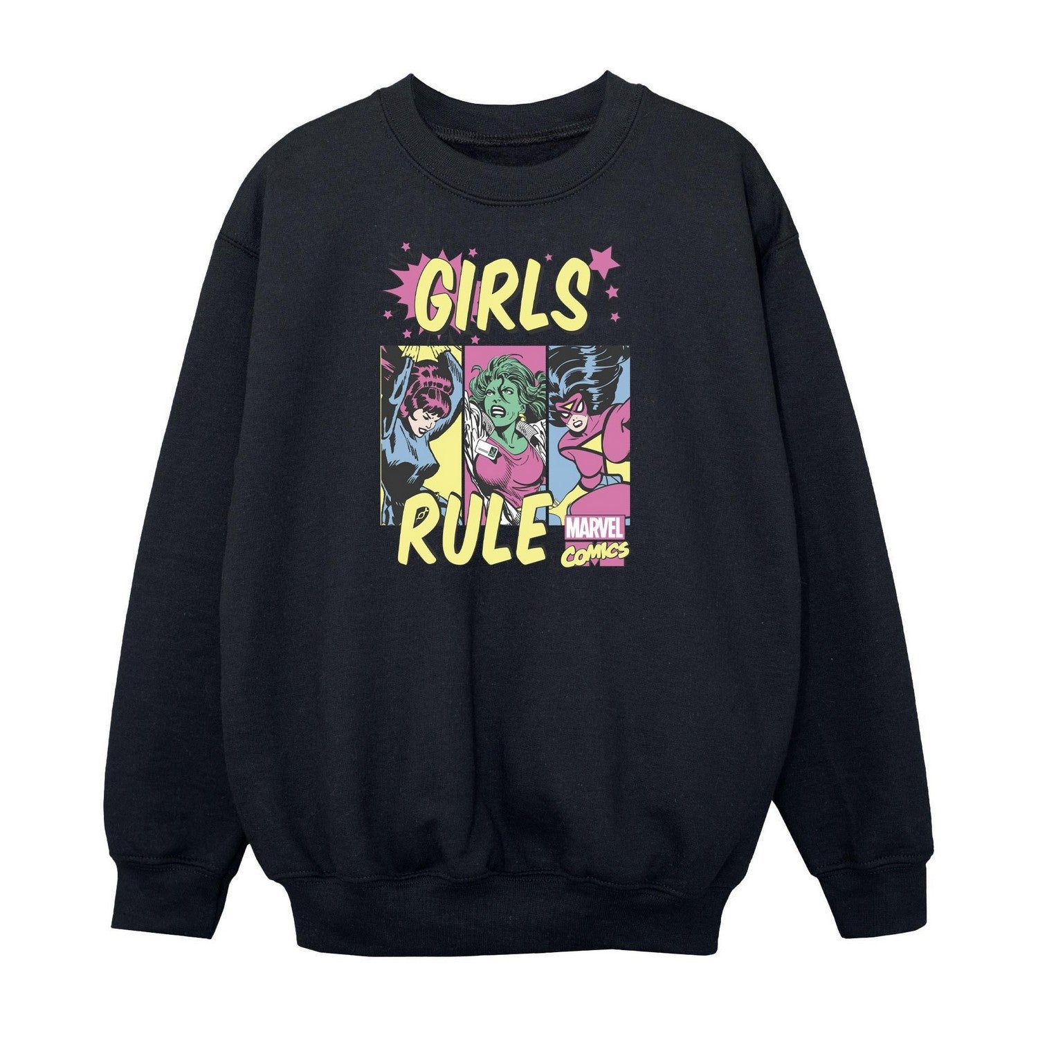 Black - Front - Marvel Comics Girls Rule Sweatshirt
