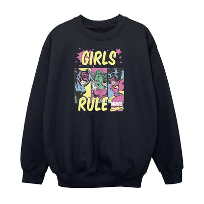 Black - Front - Marvel Comics Girls Rule Sweatshirt