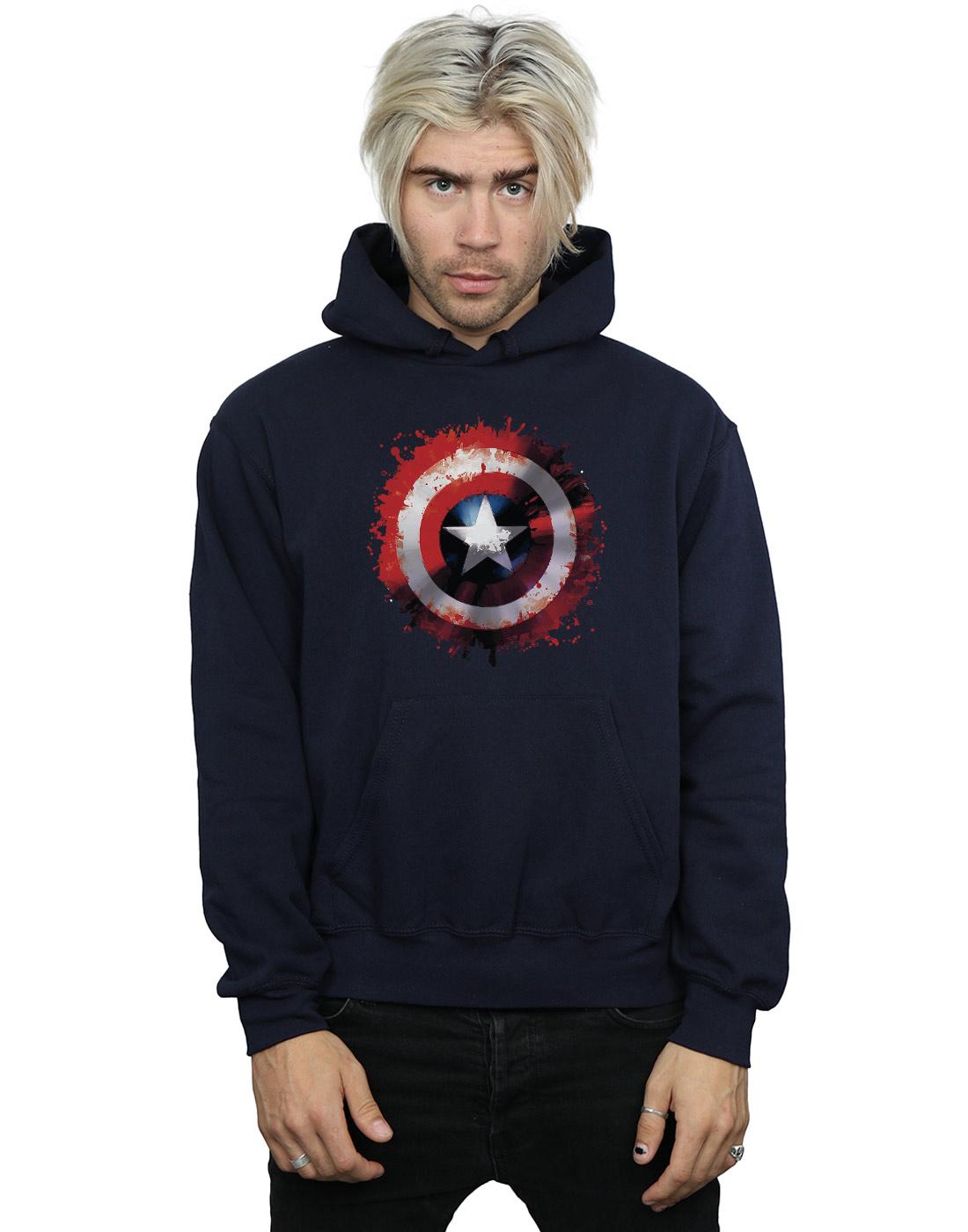 Navy Blue - Back - Marvel Mens Avengers Captain America Art Shield Hoodie