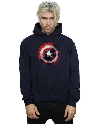 Navy Blue - Back - Marvel Mens Avengers Captain America Art Shield Hoodie