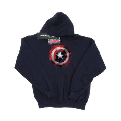 Navy Blue - Front - Marvel Mens Avengers Captain America Art Shield Hoodie