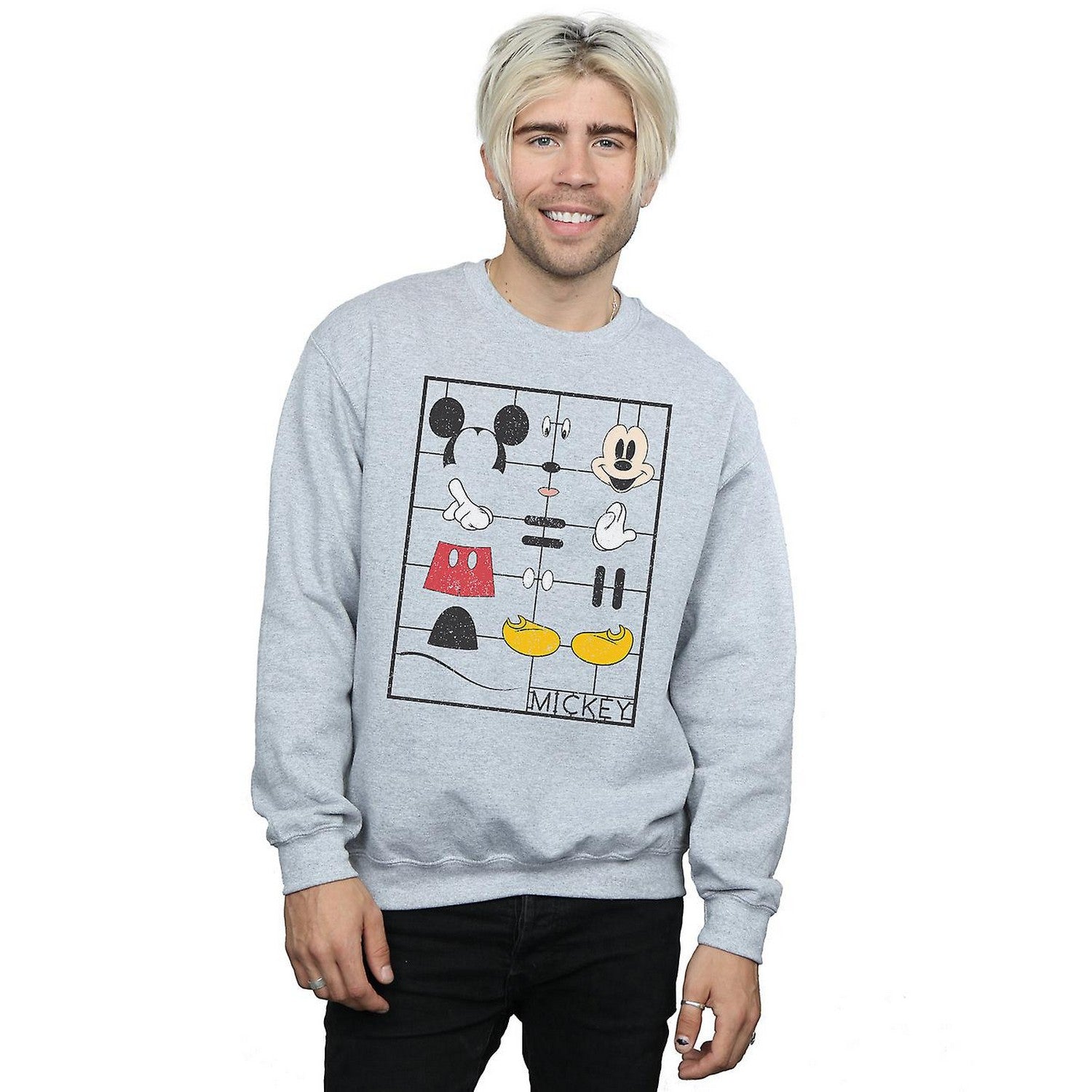 Sports Grey - Back - Disney Mens Mickey Mouse Construction Kit Sweatshirt