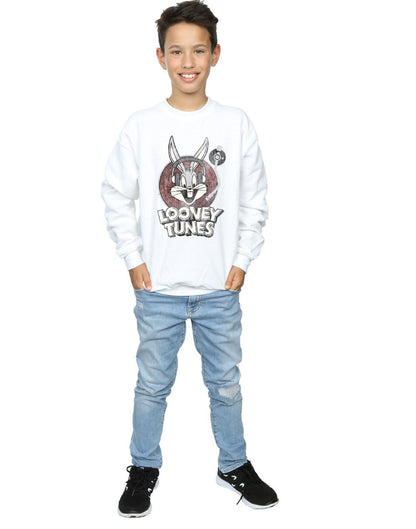 White - Lifestyle - Looney Tunes Boys Bugs Bunny Circle Logo Sweatshirt