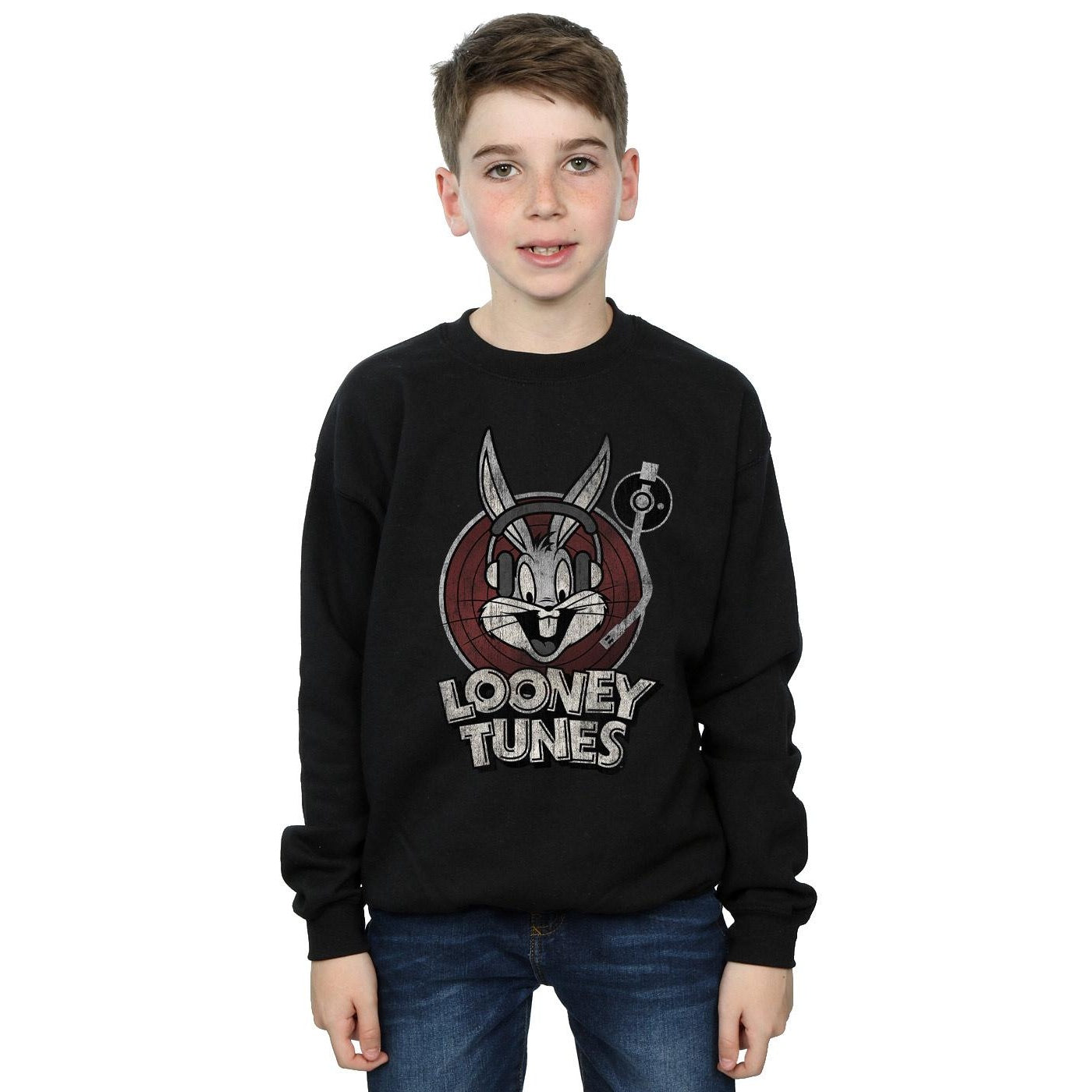 Black - Back - Looney Tunes Boys Bugs Bunny Circle Logo Sweatshirt