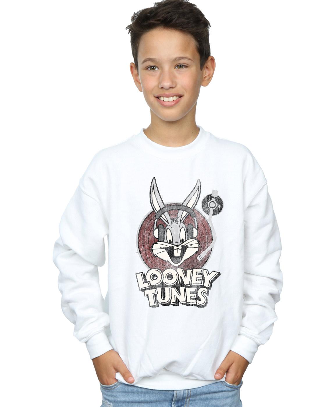 White - Back - Looney Tunes Boys Bugs Bunny Circle Logo Sweatshirt