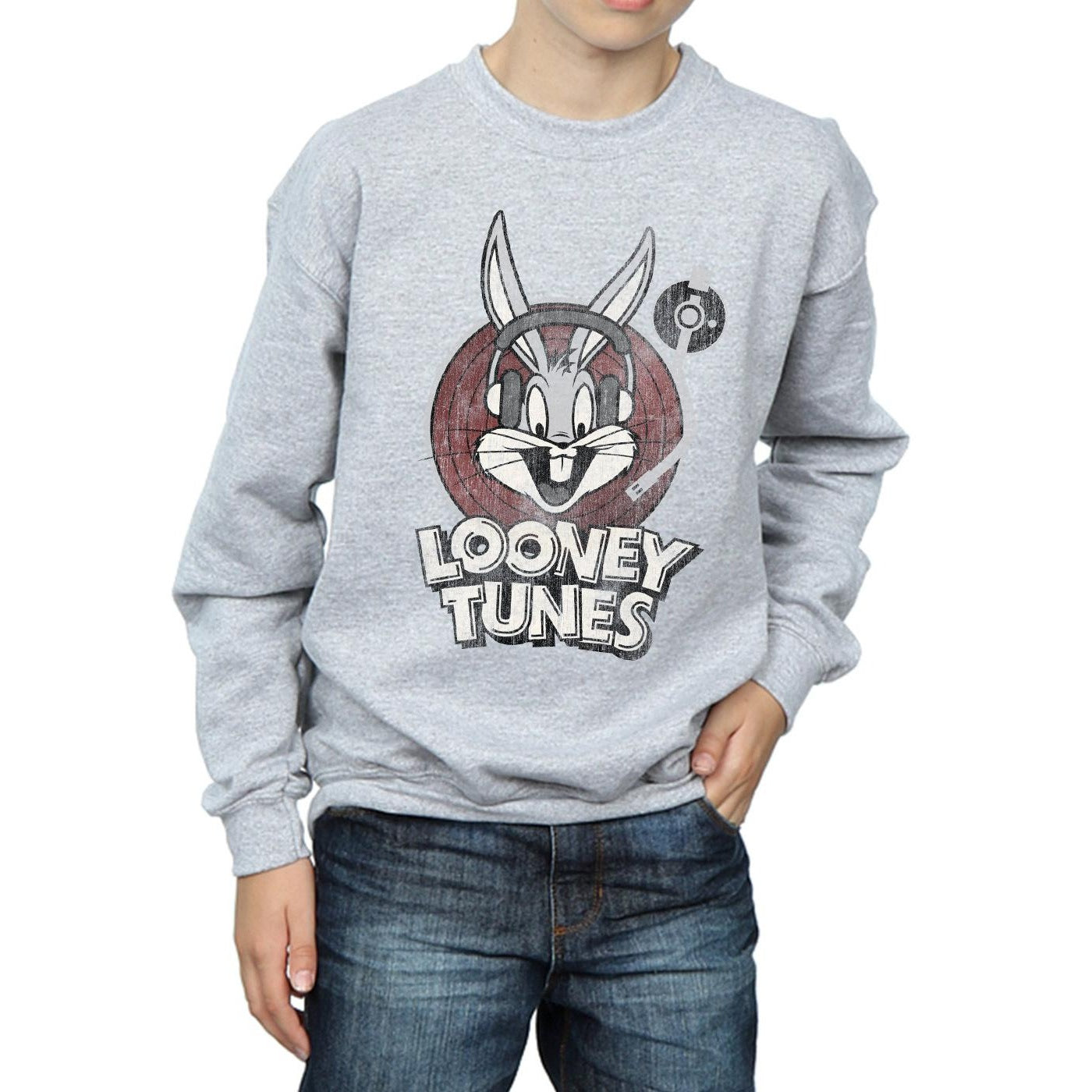 Sports Grey - Side - Looney Tunes Boys Bugs Bunny Circle Logo Sweatshirt