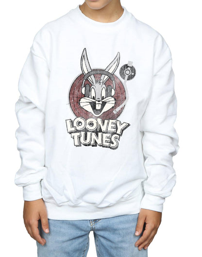 White - Side - Looney Tunes Boys Bugs Bunny Circle Logo Sweatshirt