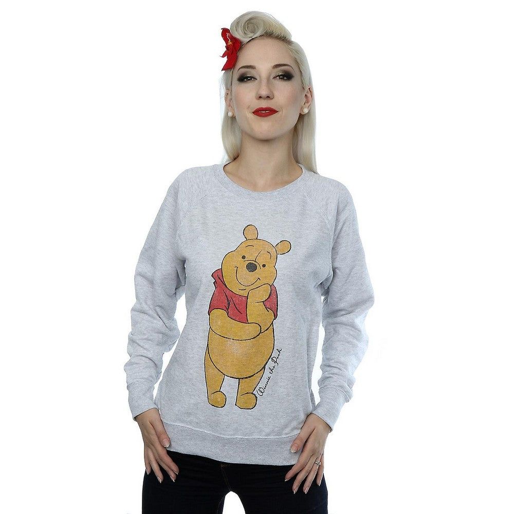 Heather Grey - Back - Winnie the Pooh Womens-Ladies Classic Sweatshirt