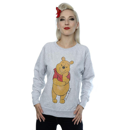 Heather Grey - Back - Winnie the Pooh Womens-Ladies Classic Sweatshirt