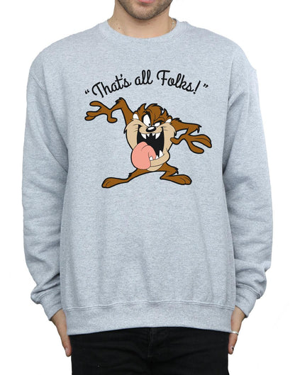 Sports Grey - Side - Looney Tunes Mens That´s All Folks Taz Sweatshirt