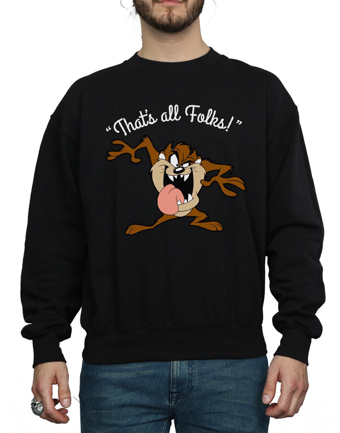 Black - Side - Looney Tunes Mens That´s All Folks Taz Sweatshirt