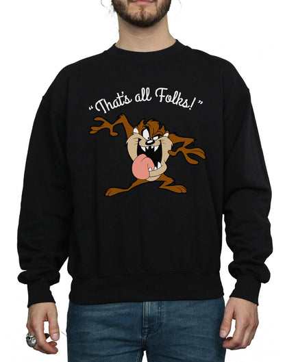 Black - Side - Looney Tunes Mens That´s All Folks Taz Sweatshirt