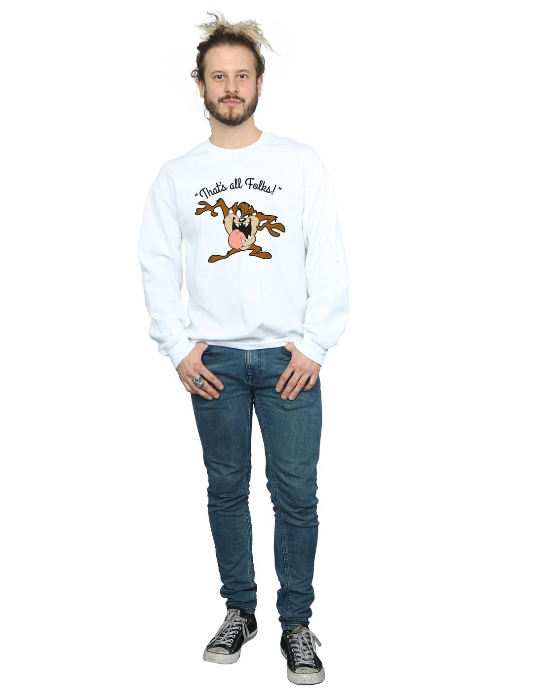 White - Lifestyle - Looney Tunes Mens That´s All Folks Taz Sweatshirt