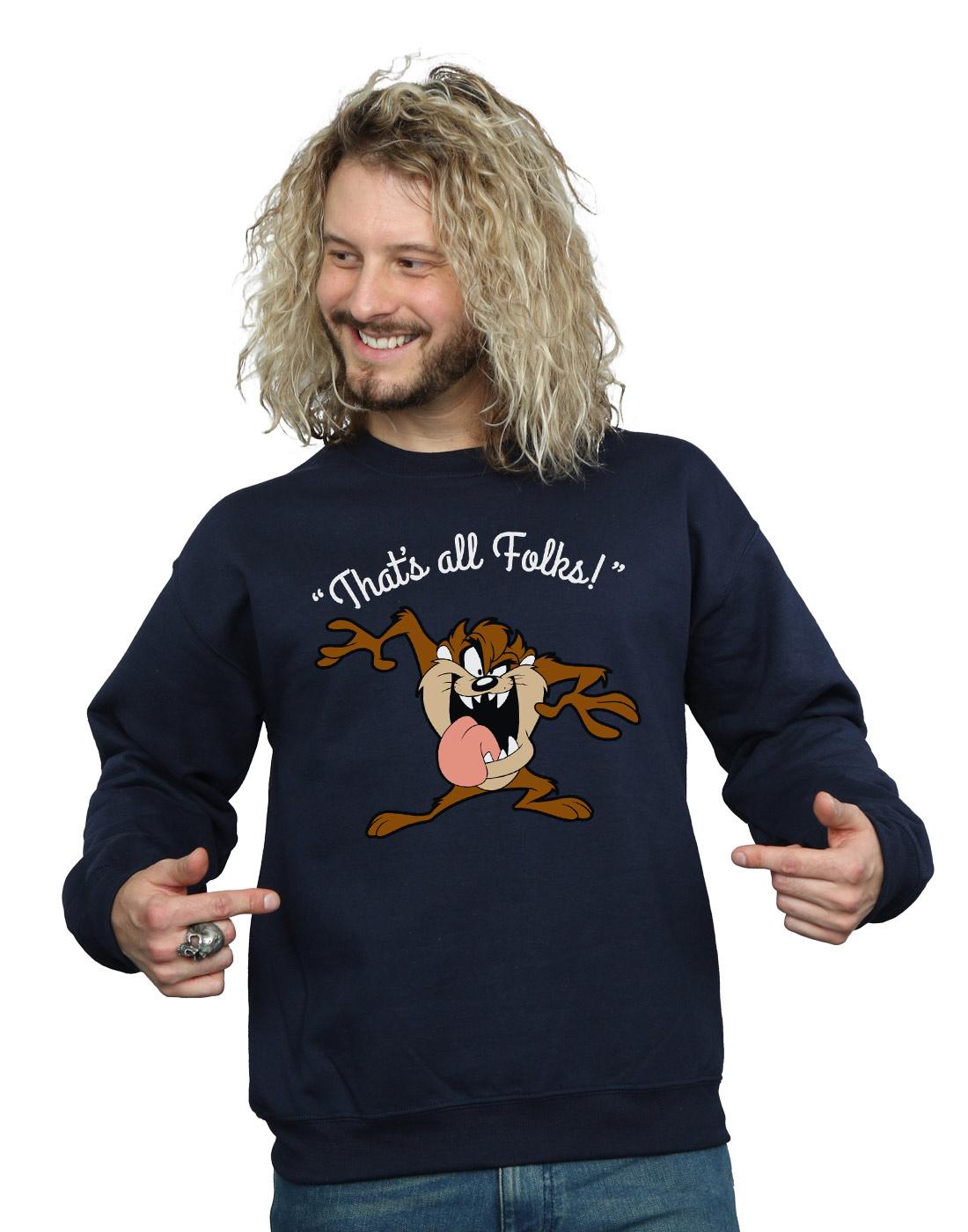 Navy Blue - Back - Looney Tunes Mens That´s All Folks Taz Sweatshirt
