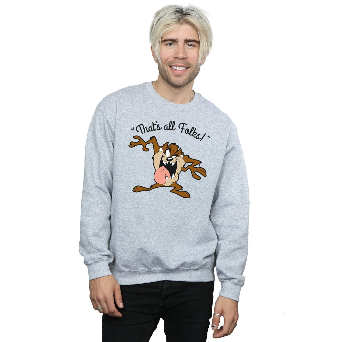 Sports Grey - Back - Looney Tunes Mens That´s All Folks Taz Sweatshirt