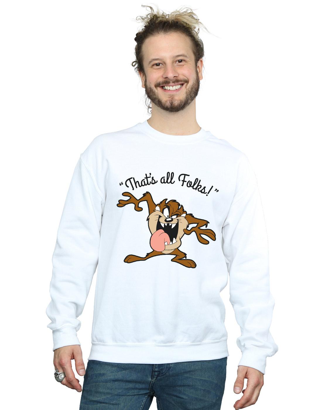 White - Back - Looney Tunes Mens That´s All Folks Taz Sweatshirt