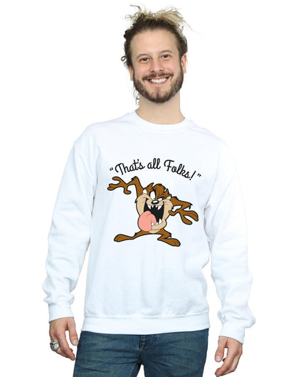 White - Back - Looney Tunes Mens That´s All Folks Taz Sweatshirt