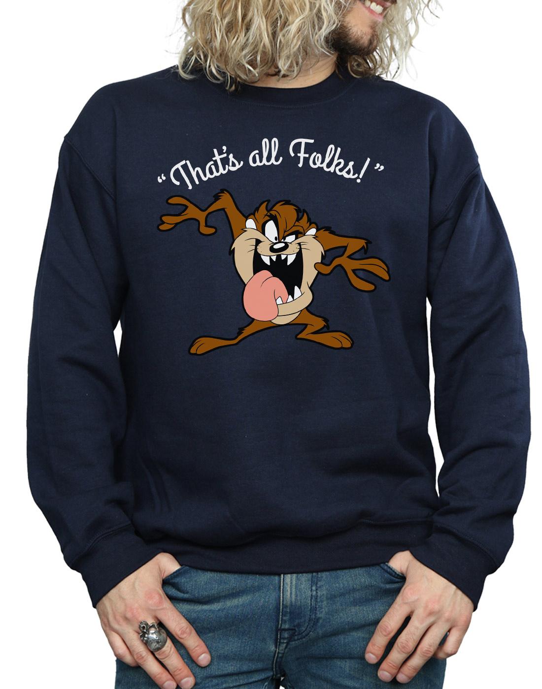 Navy Blue - Side - Looney Tunes Mens That´s All Folks Taz Sweatshirt