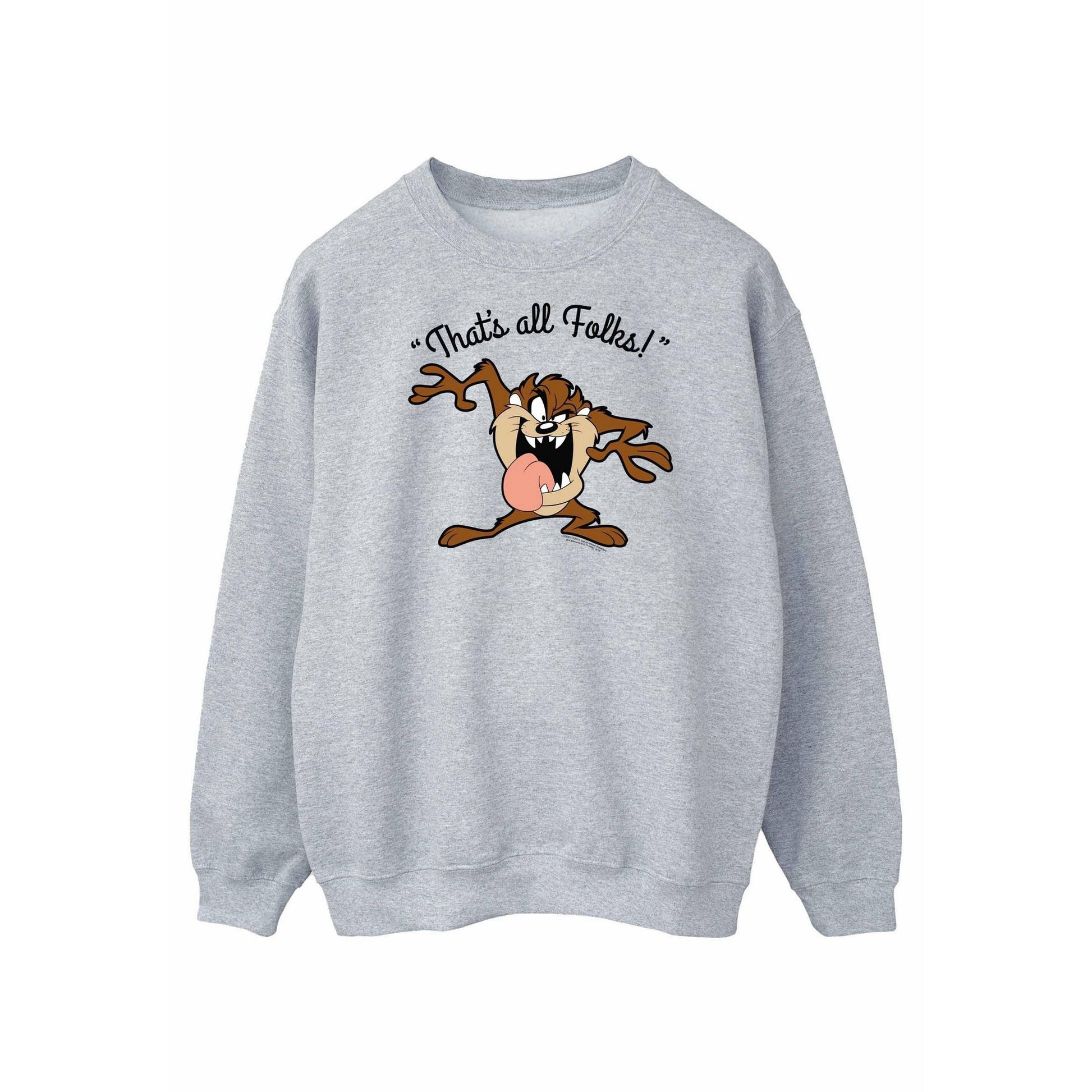 Sports Grey - Front - Looney Tunes Mens That´s All Folks Taz Sweatshirt
