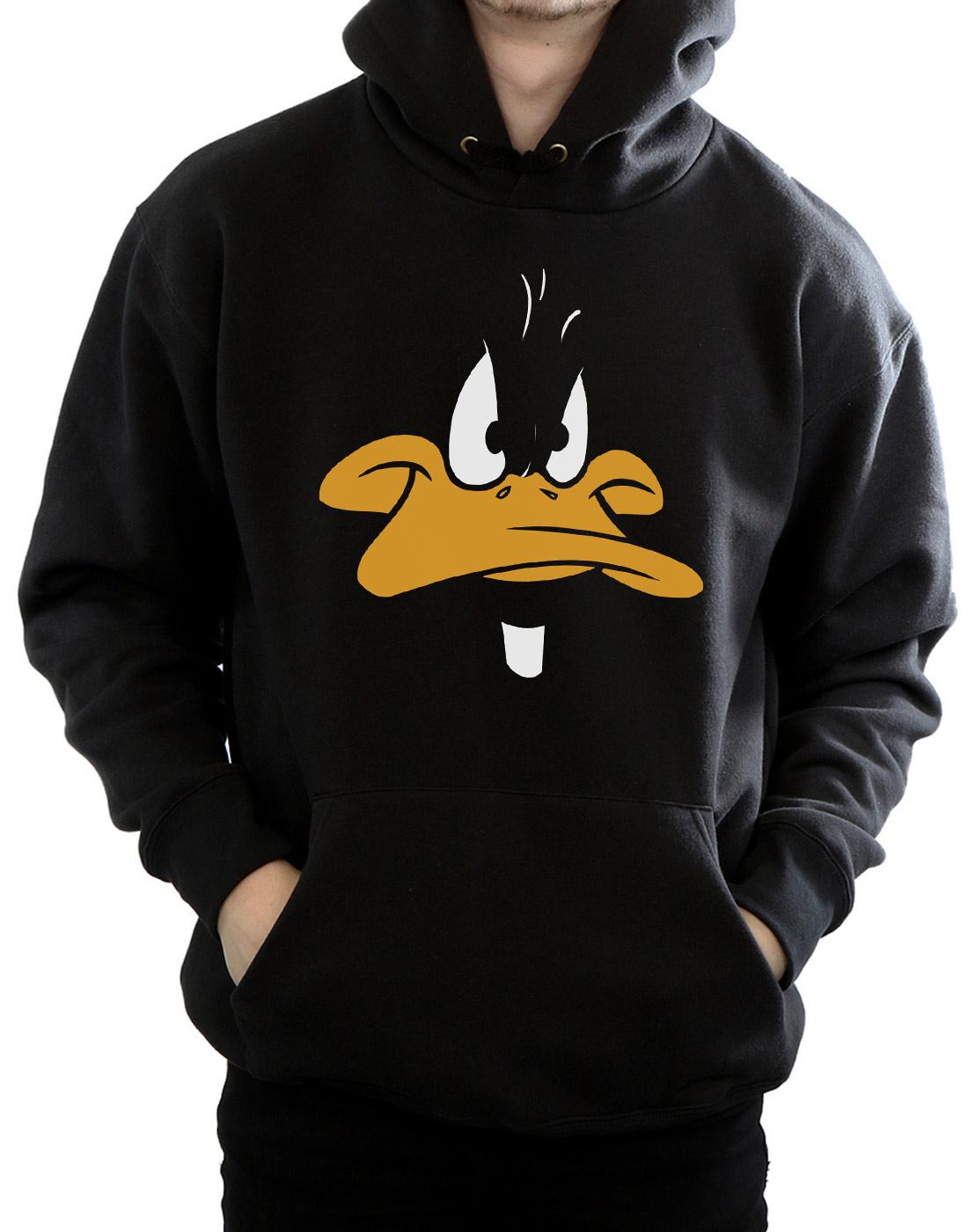 Black - Side - Looney Tunes Mens Daffy Duck Hoodie