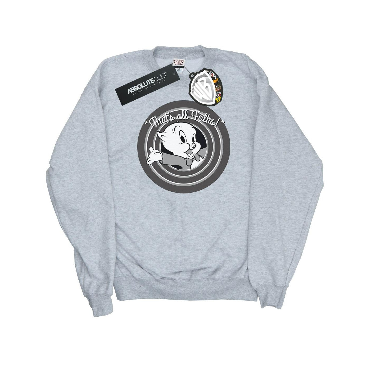 Heather Grey - Front - Looney Tunes Womens-Ladies That´s All Folks Porky Pig Sweatshirt