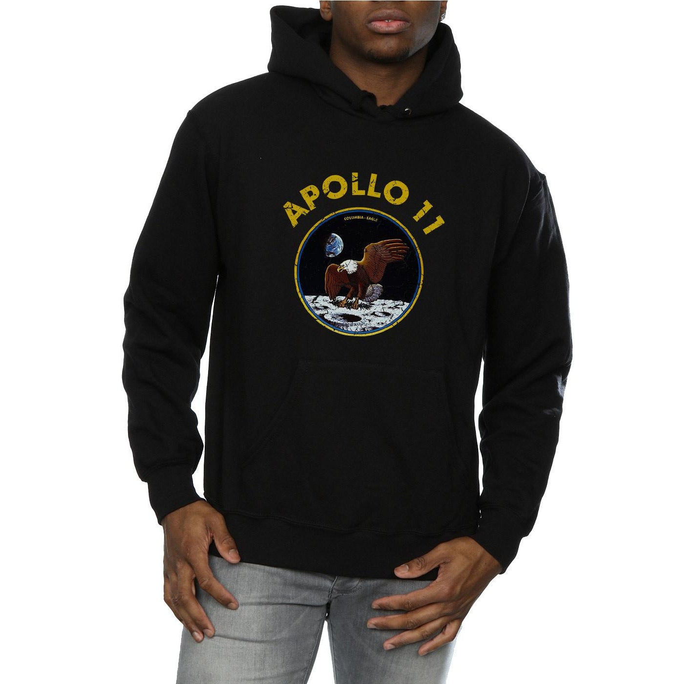 Black - Side - NASA Mens Classic Apollo 11 Hoodie