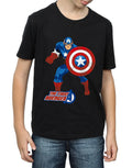 Black - Side - Captain America Boys The First Avenger T-Shirt