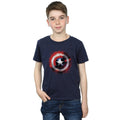 Navy Blue - Back - Captain America Boys Art Shield T-Shirt