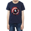 Navy Blue - Side - Captain America Boys Art Shield T-Shirt