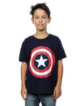 Navy Blue - Back - Captain America Boys Distressed Shield T-Shirt