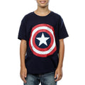 Navy Blue - Side - Captain America Boys Distressed Shield T-Shirt
